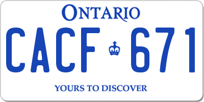 ON license plate CACF671