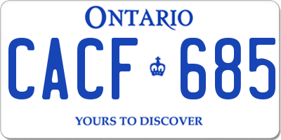 ON license plate CACF685