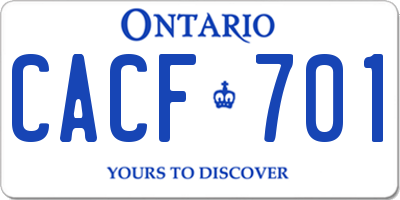 ON license plate CACF701