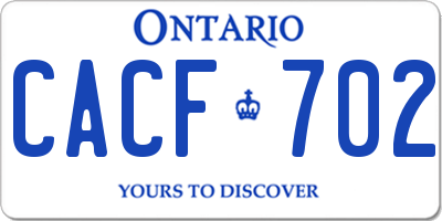 ON license plate CACF702