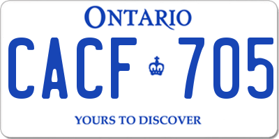 ON license plate CACF705