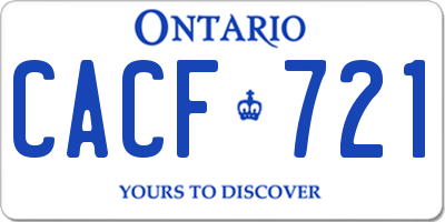 ON license plate CACF721