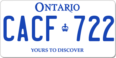 ON license plate CACF722