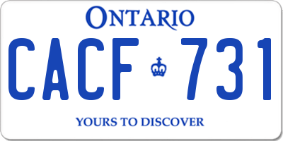 ON license plate CACF731