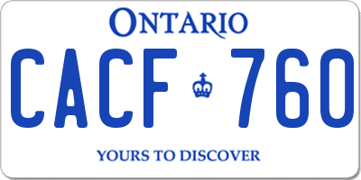 ON license plate CACF760