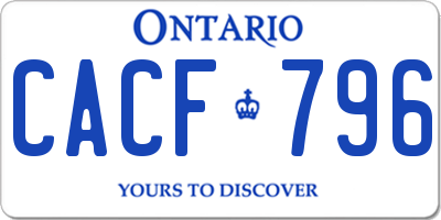 ON license plate CACF796