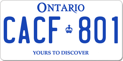 ON license plate CACF801