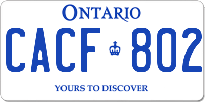 ON license plate CACF802