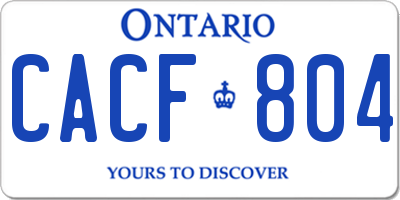 ON license plate CACF804