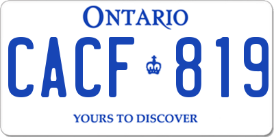 ON license plate CACF819