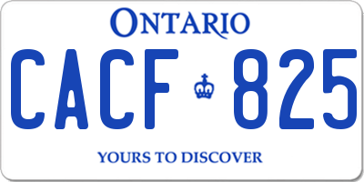 ON license plate CACF825