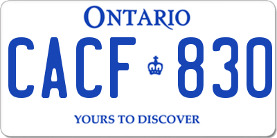 ON license plate CACF830