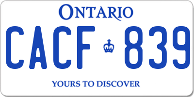 ON license plate CACF839