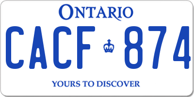 ON license plate CACF874