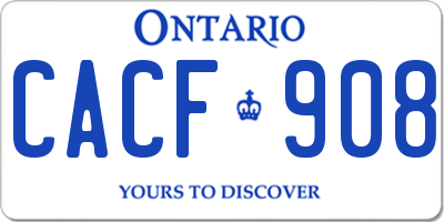 ON license plate CACF908