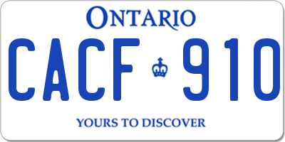 ON license plate CACF910