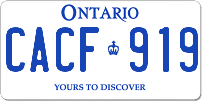 ON license plate CACF919