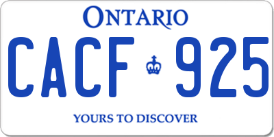 ON license plate CACF925