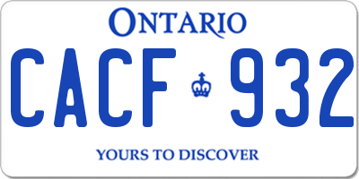 ON license plate CACF932