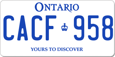 ON license plate CACF958