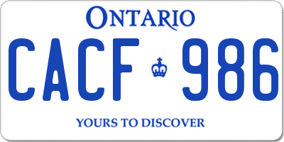 ON license plate CACF986