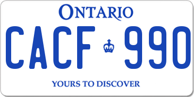 ON license plate CACF990