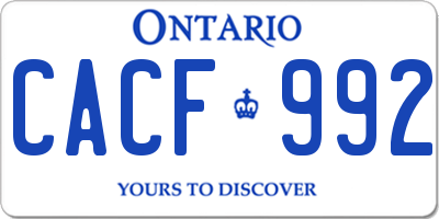 ON license plate CACF992