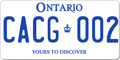 ON license plate CACG002