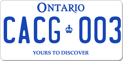 ON license plate CACG003