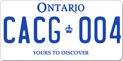 ON license plate CACG004