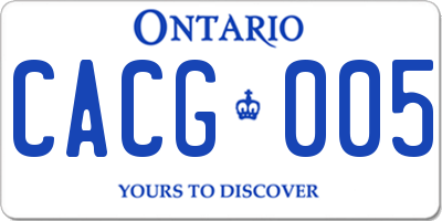 ON license plate CACG005