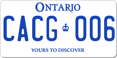 ON license plate CACG006