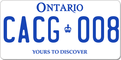 ON license plate CACG008