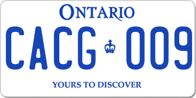 ON license plate CACG009