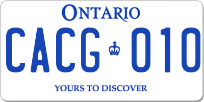 ON license plate CACG010