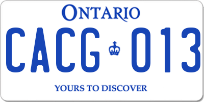 ON license plate CACG013