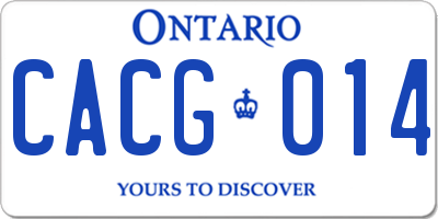 ON license plate CACG014