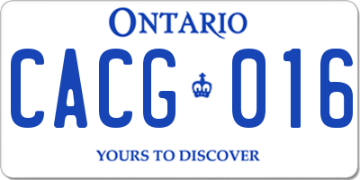 ON license plate CACG016