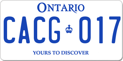 ON license plate CACG017