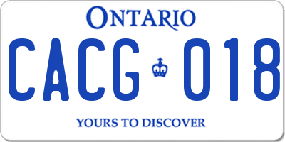 ON license plate CACG018