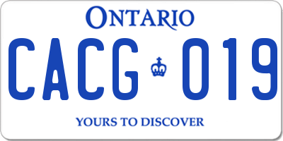 ON license plate CACG019