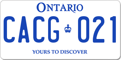 ON license plate CACG021