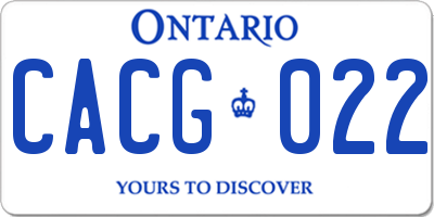 ON license plate CACG022