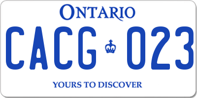 ON license plate CACG023