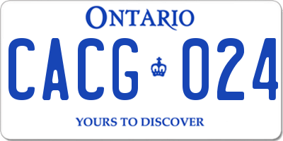 ON license plate CACG024