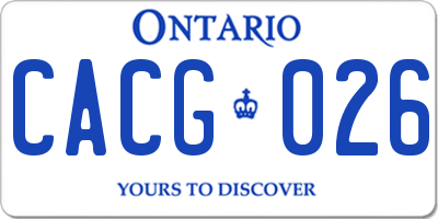 ON license plate CACG026