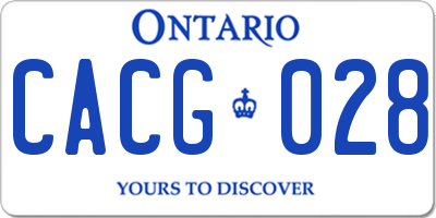 ON license plate CACG028