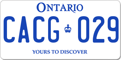 ON license plate CACG029