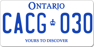 ON license plate CACG030