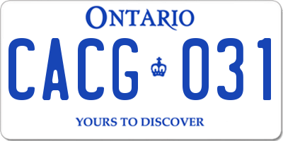 ON license plate CACG031